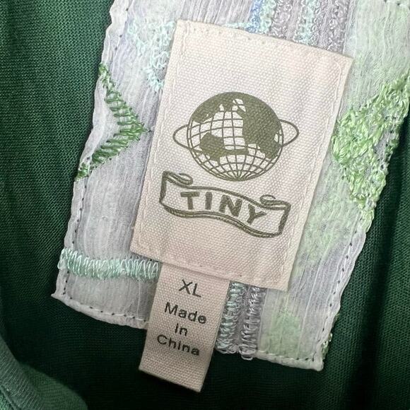 Anthropologie Tiny Double Layered Green Geometric Tank Top - Picture 3 of 9